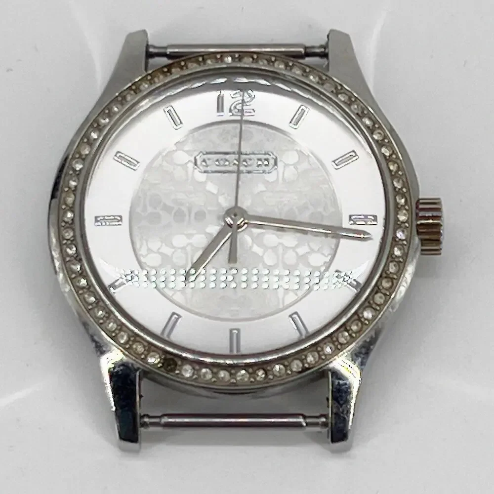 Coach Women’s Watch Silver Tone Crystal Bezel Signature C Dial